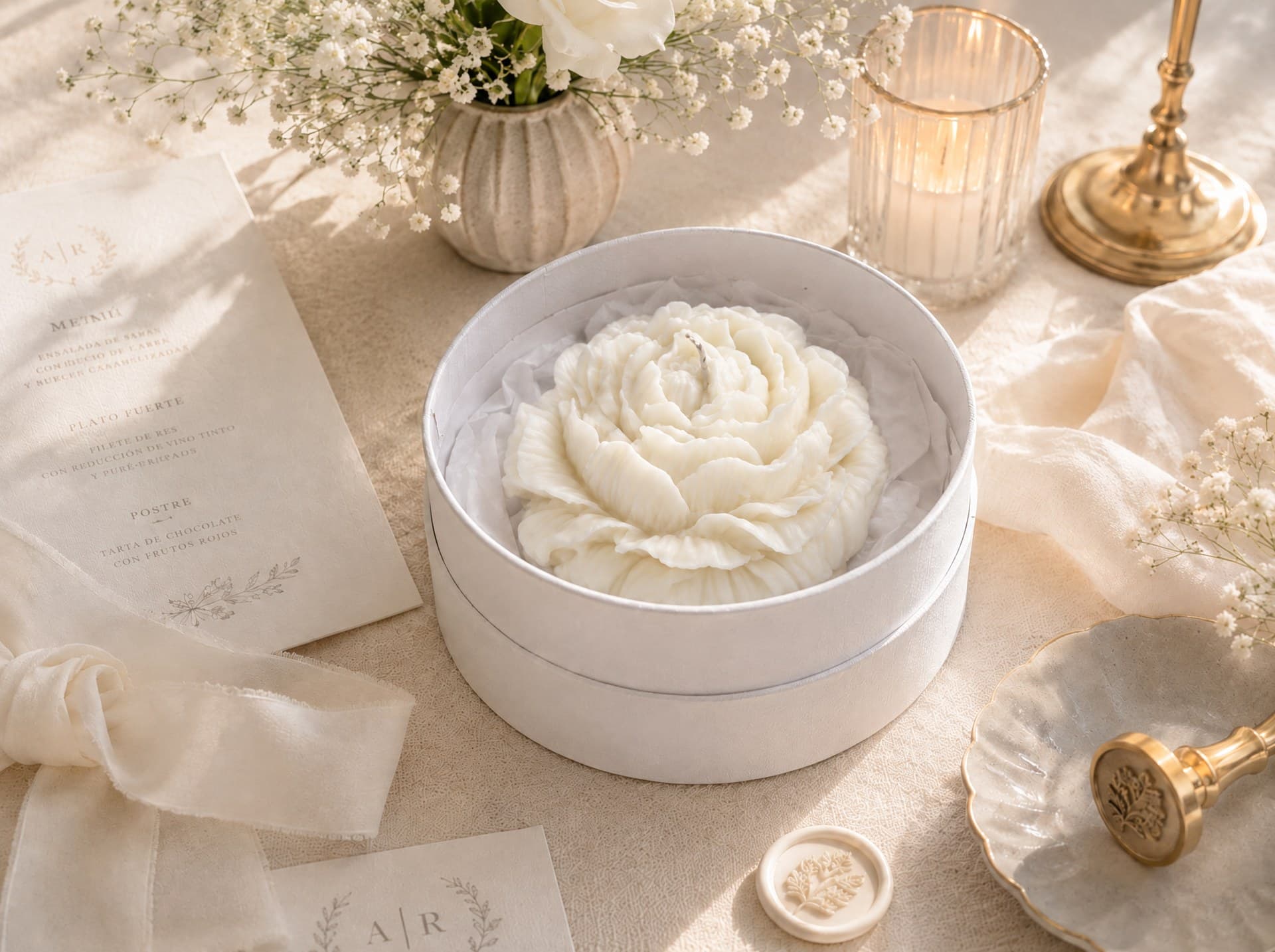Wedding favor individual Velis con sello de cera AR